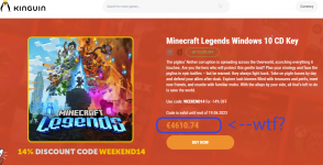 Minecraft Legends WTF price .. Weekend deals on kinguin 18_06_2023 3_59_50 AM.png
