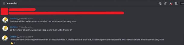 Cartire giving heads up that boosters will be deactivated #arena-chat - AWA Discord 30_06_2023...png
